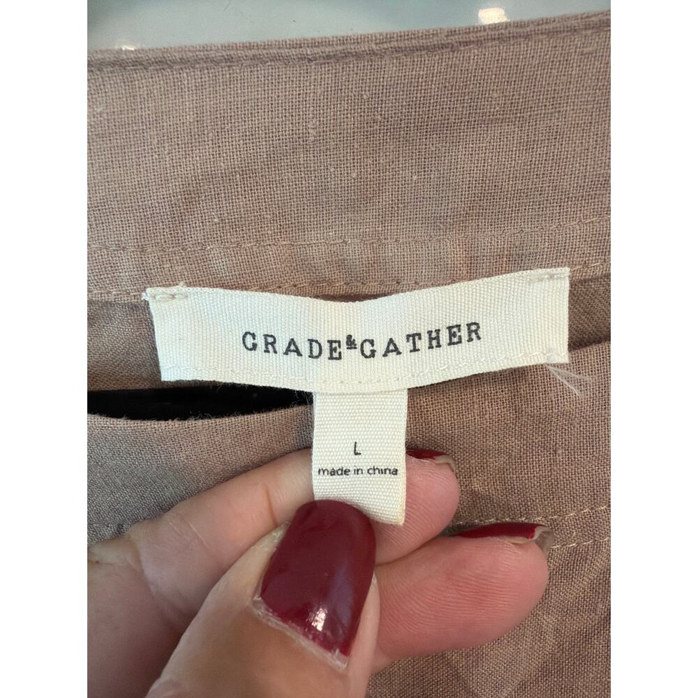 Grade & Gather Short Sleeve Mini Dress in Taupe; Large - Picture 3 of 14